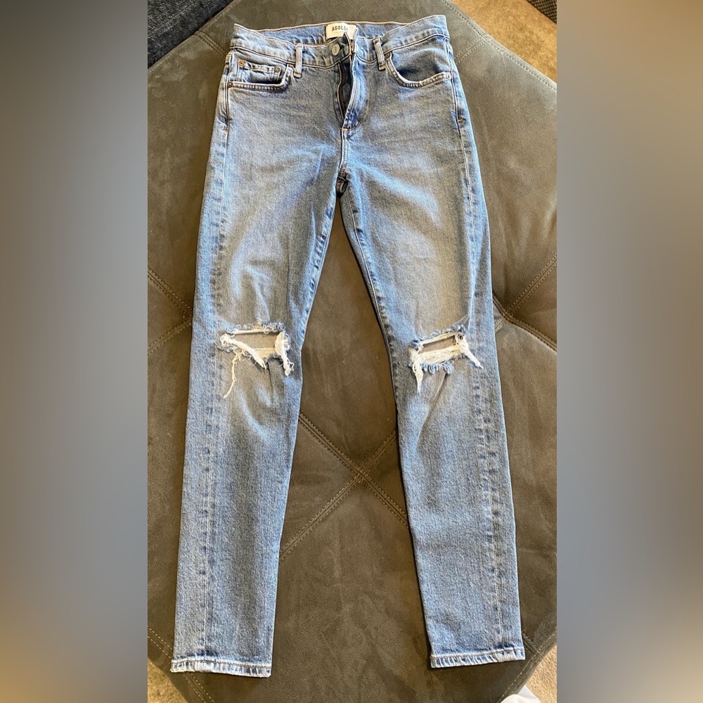 AGOLDE Sophie Distressed Skinny Jeans Size 26 Light Wash High Rise